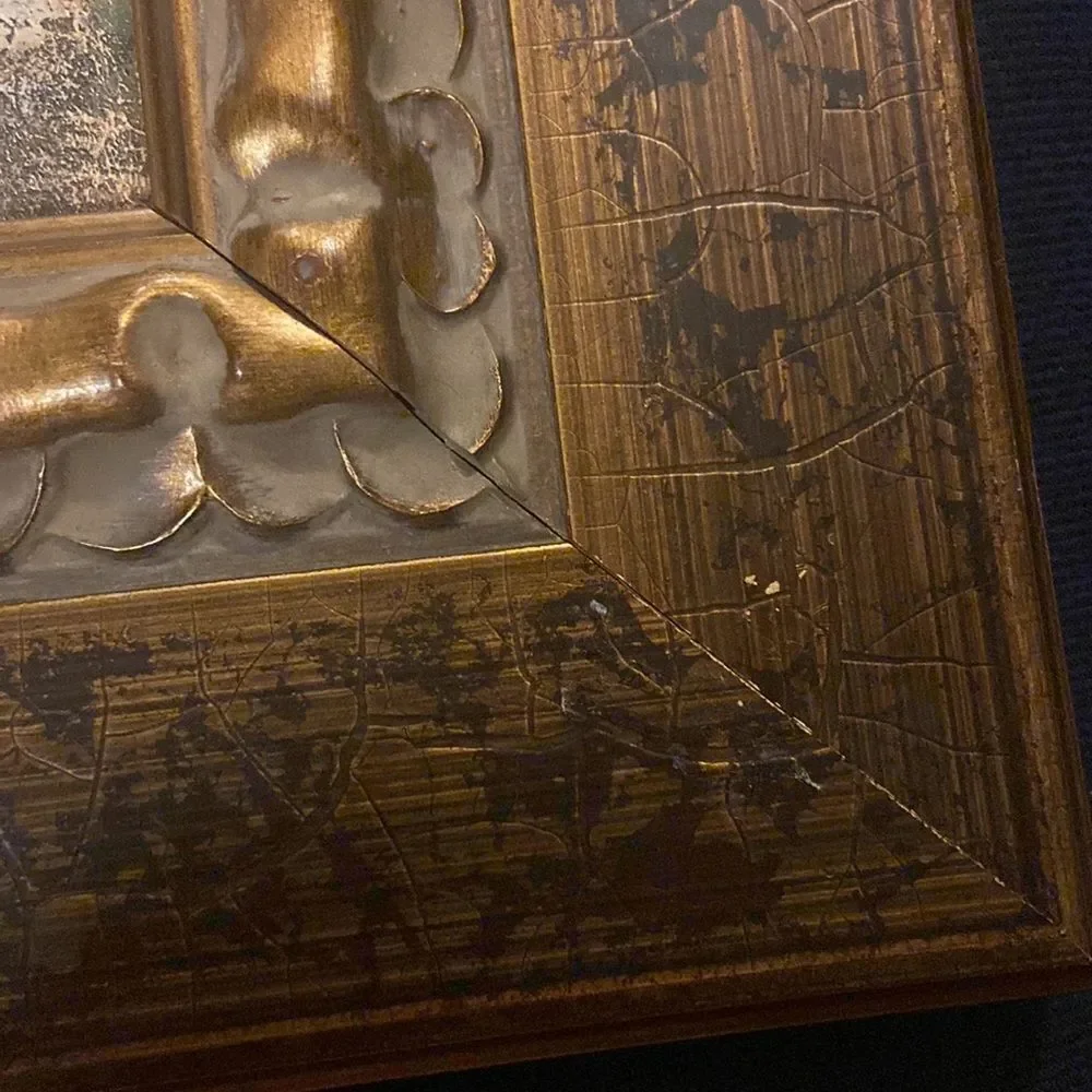 Antique Hand oil painting Frame Vintage